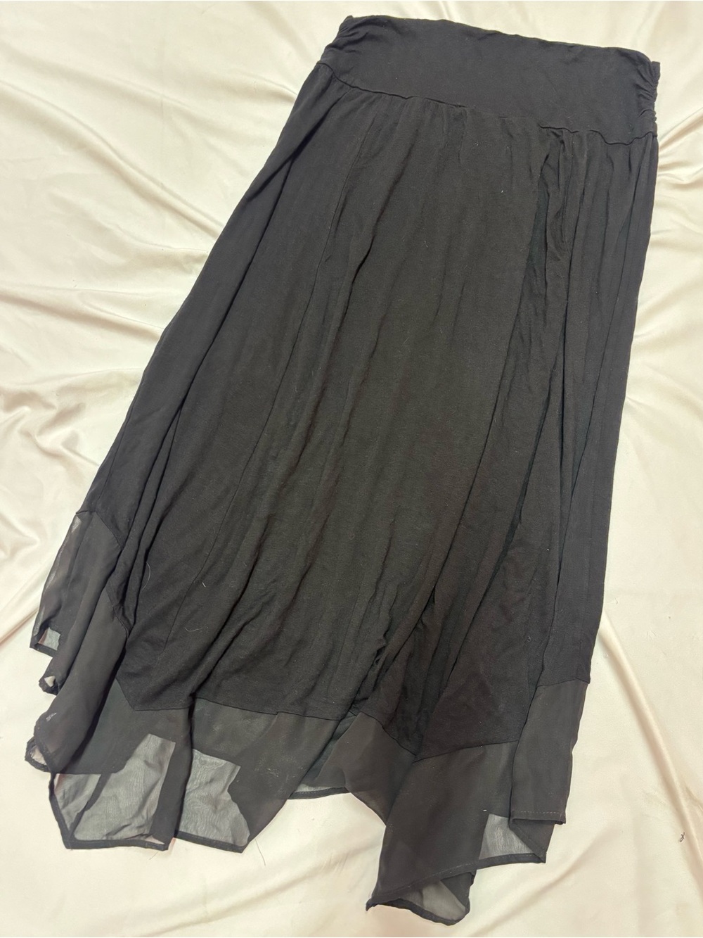 Apt. 9 Black Flowing Sheer Hem Midi Skirt l Medium